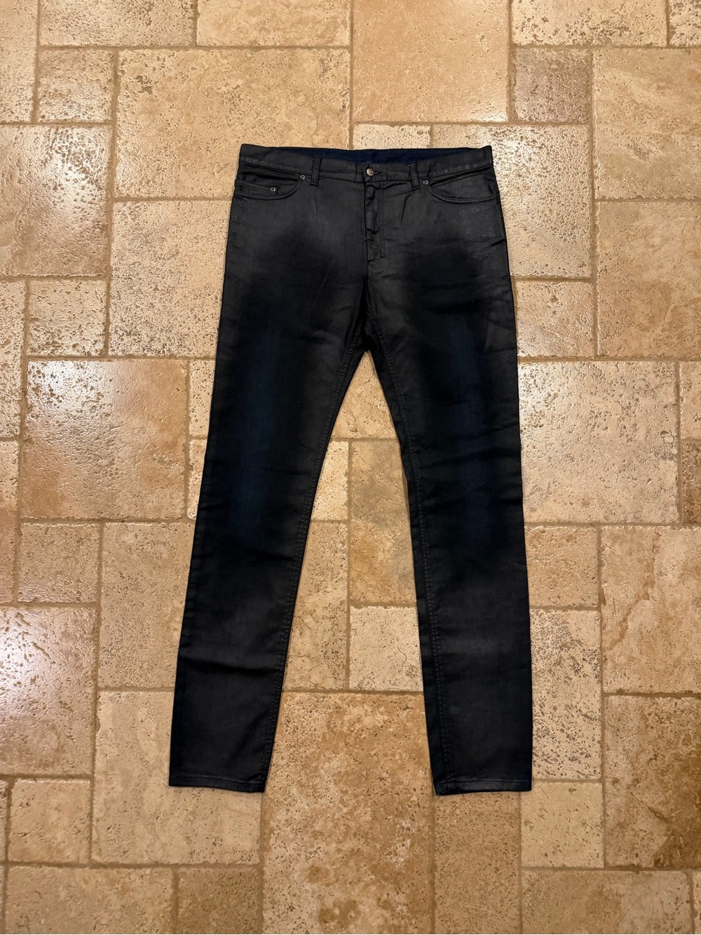 Yves Saint Laurent 2011 Wax Black Night Denim Jeans